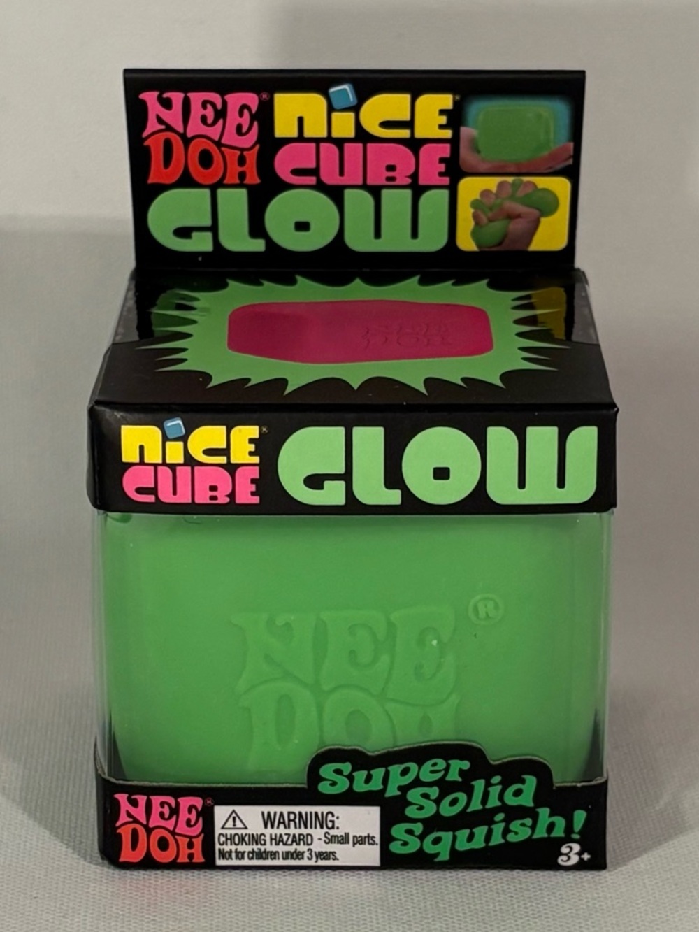 💚[BRAND NEW] NEE DOH NICE CUBE GLOW IN THE DARK SUPER SOLID SQUISH VIRAL TOY 💚